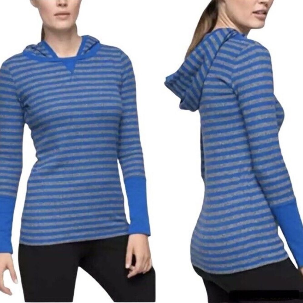 MarcNY Hooded Striped Shirt Ribbed Waffle Texture XL